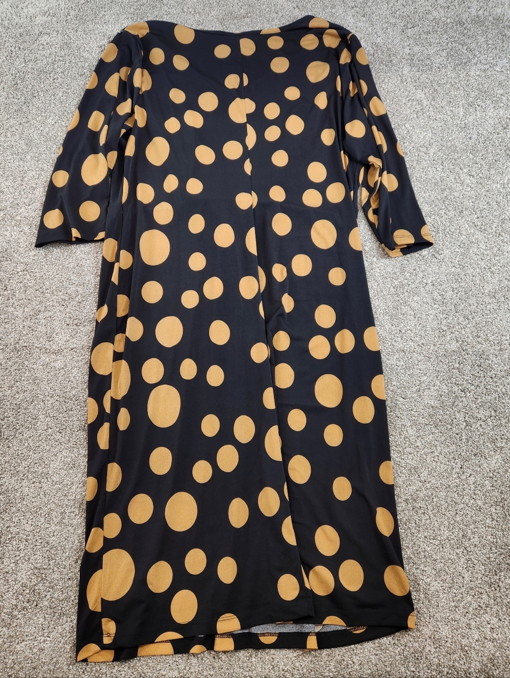 Ashley Stewart Dress Plus Size 18/20 Black Gold Polka Dots - Picture 2 of 4
